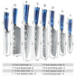 8pcs Kitchen Knife Damascus Stainless Steel Nylon Bag