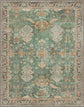 8x10 Green  Vintage Washable Area Rug, Non-Slip Thin Low Pile Chenille