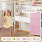 Kids Low Loft Bed with Desk, Storage Drawers, LED Lights & Play Space - Twin Size