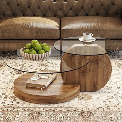 42 Inches, Modern Round Tempered Glass Coffee Table