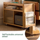 Solid Wood Side Table with Wheels,