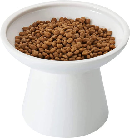 Wide Elevated Ceramic Cat Bowl for Whisker Fatigue Relief, Easy Feeding,