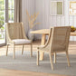 Yone Dining Chairs Set of 2, Modern Dining Chair with Fabric Upholstery, Rubberwood Frame Kitchen Chairs with Cane, Customized