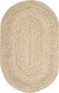 Handmade Jute Area Rug 4x6 Oval - Natural Brown Braided Flat Weave