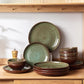 Stoneware Dinnerware Sets Service for 4, 12 pcs Reactive Glaze Plates and Bowls Sets, Handmade Ceramic