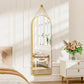 16x48 Arched Full Length Mirror with Aluminum Frame and Leather Strap,