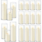 36 PCS Ivory White Pillar Candles with Glass Candle Holders