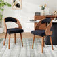 Modern Wood Dining Chairs Set of 4 Upholstered with Curved Back