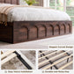 King Size Bed Frame with 52 Talll Headboard and 4 Drawers,