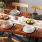 12 Pcs Dinnerware Set Curved Edge Sesame Glaze Stoneware Plates Set