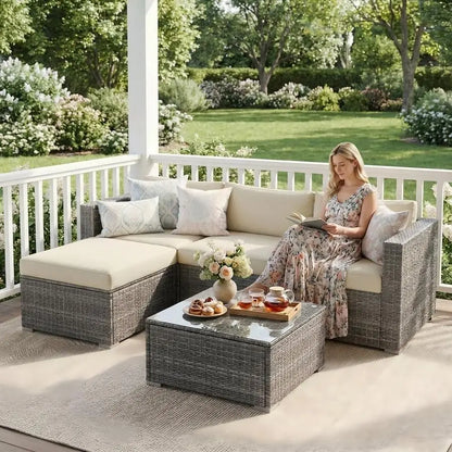 Patio Furniture Set, Rattan Outdoor Sectional