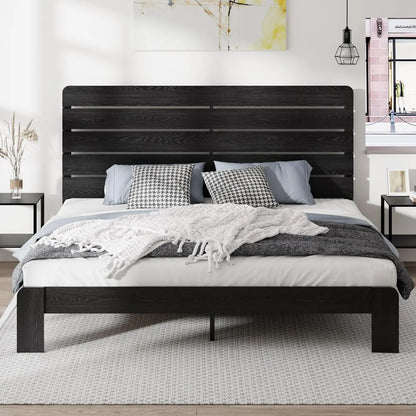Bed Frame with Wooden Headboard and Footboard, Platform