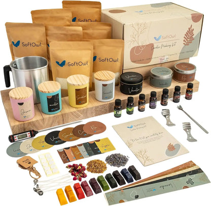 Complete Soy Candle Making Kit with Wax, Jars, Scents & Dyes  Great Gift!