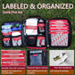 Professional Trauma First Aid Kit with Labelled Compartments for Car, Hiking, Camping, Travel