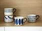 Hand Painted Decorative Large Porcelain Ceramic Mug Set. 4 Decorative Mugs.