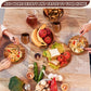 16-Piece Acacia Wood Dinnerware Set: Round Plates, Bowls, Tea Cups for 4 - Easy Clean & Lightweight
