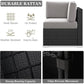 Outdoor Patio Furniture Set with Fire Pit, Wicker Rattan Sectional Sofa and Coffee Table